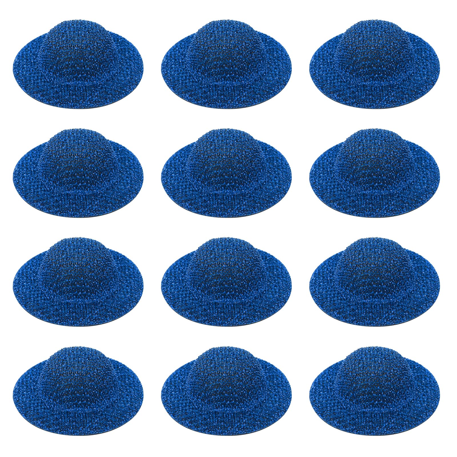 PATIKIL Mini Hats for Crafts, 12 Pcs 14mm ID Sparkling Mini Cowboy Hats Miniature Formal Top Caps for DIY Dollhouse Decoration Hair Accessories Snowman Weddings Party, Blue