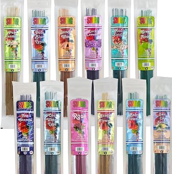 100 Incense Sticks Variety Pack - 10 Assorted Scents - Swag 11" Hand Dipped Perfume Wands - Long Lasting Aromatherapy Incense for Relaxation, Meditation, Yoga Clean Burning Home Fragrance