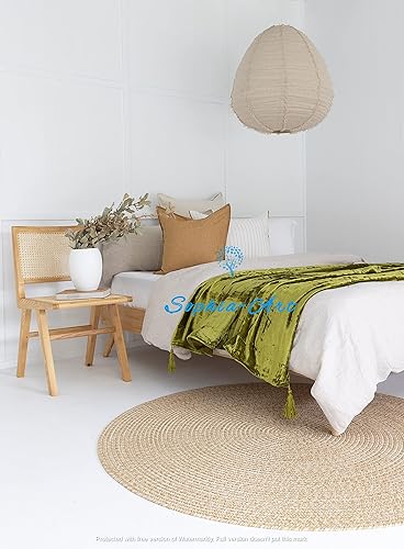 Miniatura 2 de Sophia-Art Manta de terciopelo triturado de lujo con borlas, para sofá o cama, manta suave, bohemia y cálida, acogedora y ligera para mascotas (50 x