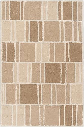 Miniatura 2 de Martha Stewart Collection by SAFAVIEH MSR4559A - Alfombra de lana hecha a mano con bloques color camellomarfil