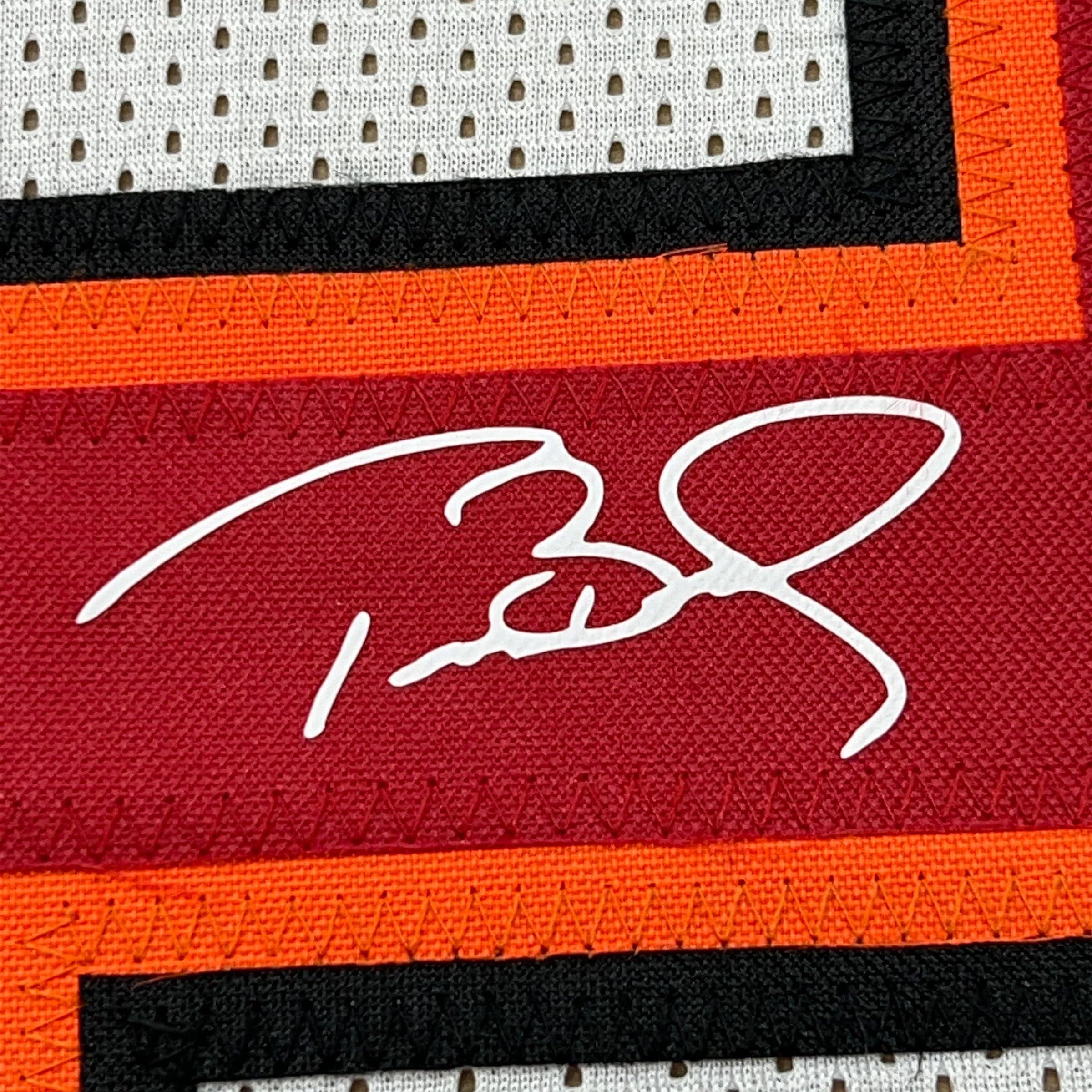Framed Facsimile Autographed Tom Brady 35x39 Tampa Bay White