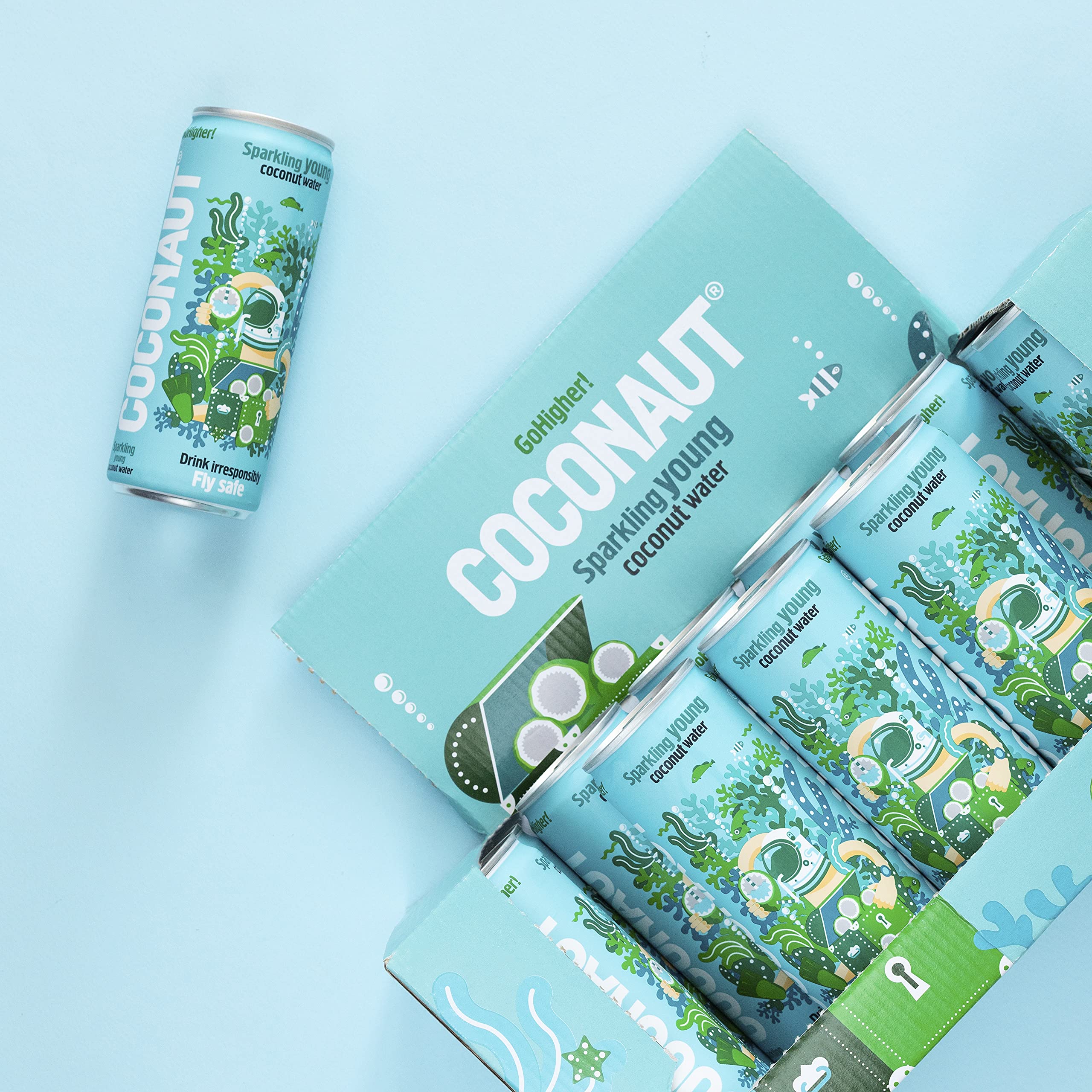 Coco Eau fraîchissante - 100% jeunes noix de coco, pauvre en calories, végétalienne et isotonique en différentes variétés (12 x 320 ml)