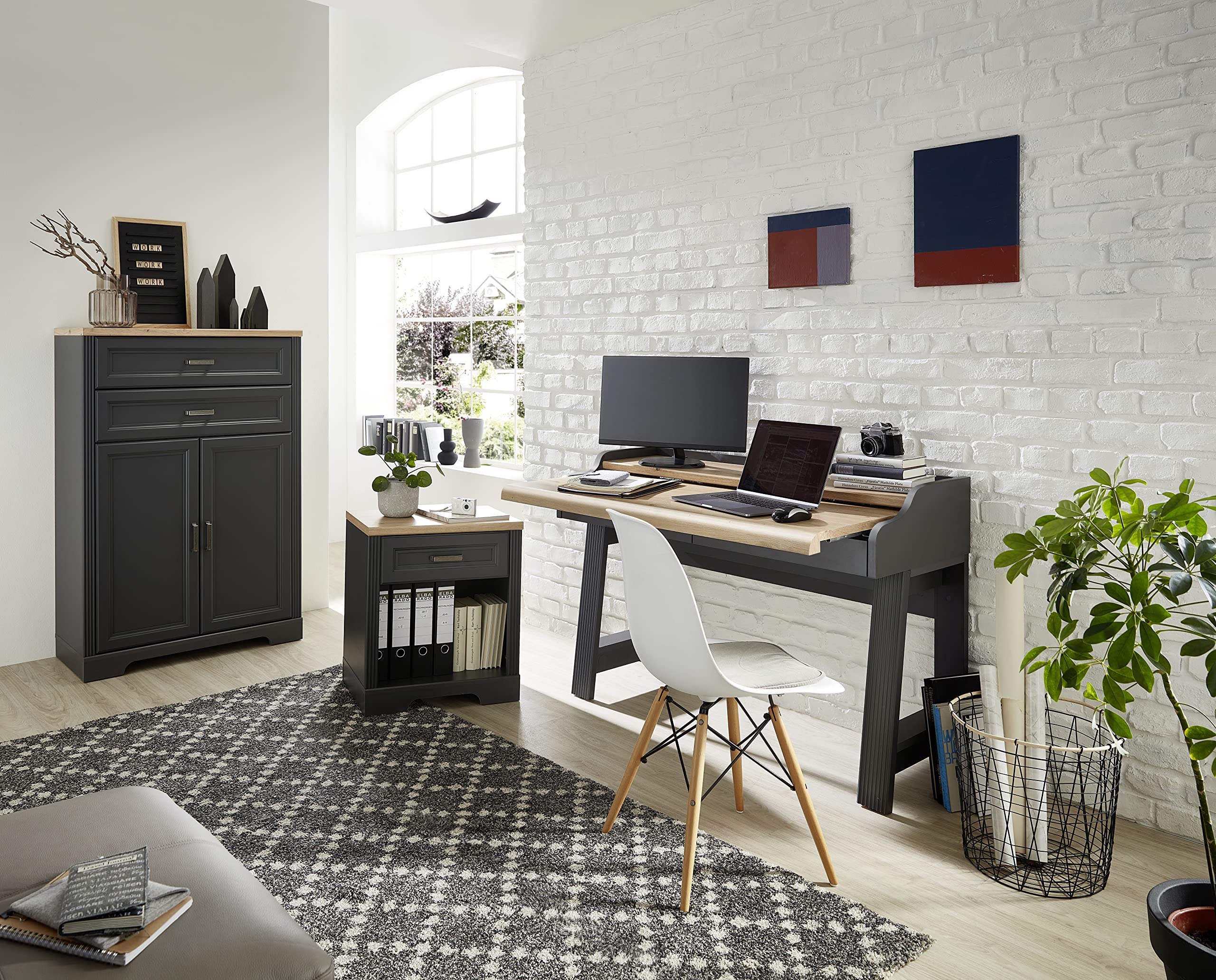 möbelando Büro-Set Büroprogramm Büroeinrichtung Arbeitszimmer Büro Jillana I (3-teilig)