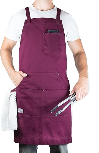 Hudson Durable Goods - Delantal de chef de grado profesional para cocina, barbacoa y parrilla