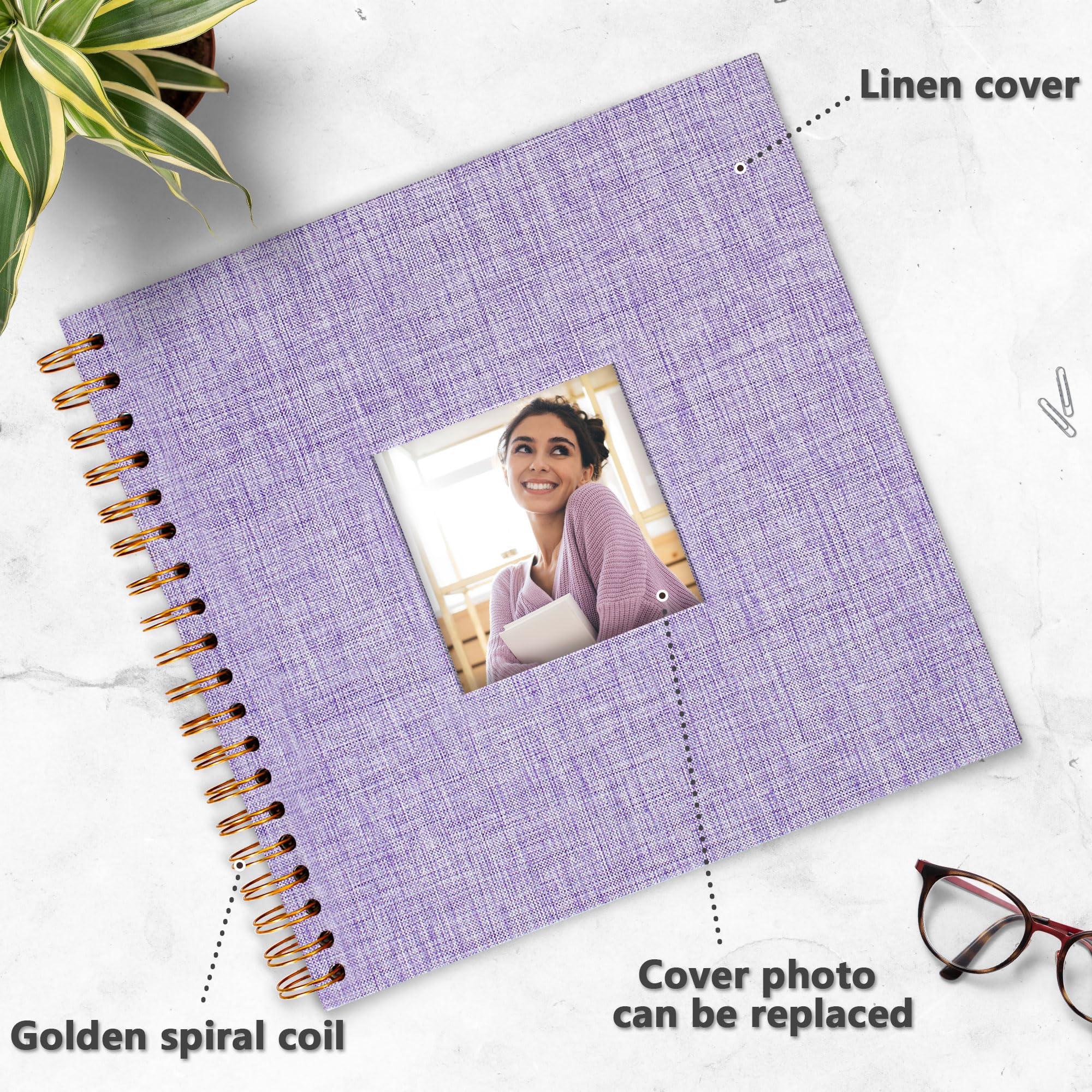 Scrapbook DIY Photo Album Linen Hardcover With 20 White Sheets Memory
