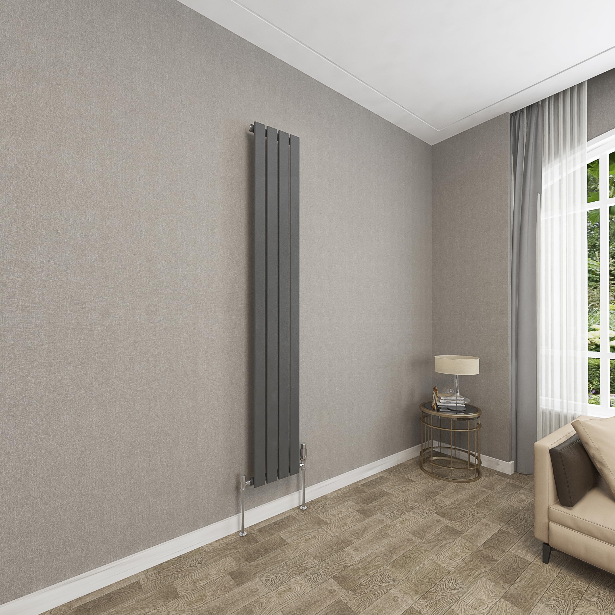 Sky bathroom | 1800x272mm Vertical Designer Radiators Anthracite Flat Panel Single Panel Central Heating Radiator