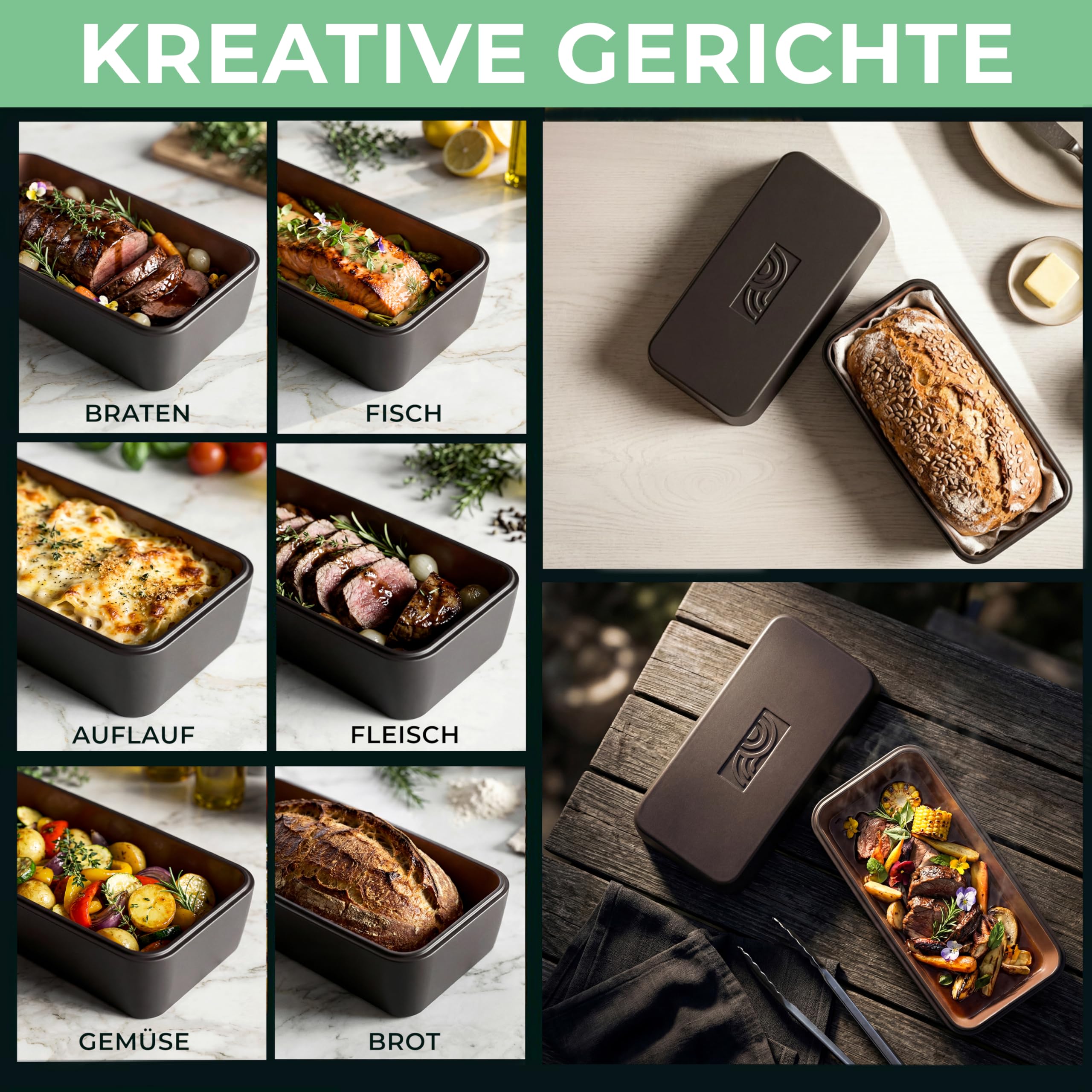 myromy® Brick BBQ Keramik-Bräter, Grillstein, Grillplatte, Handmade Germany
