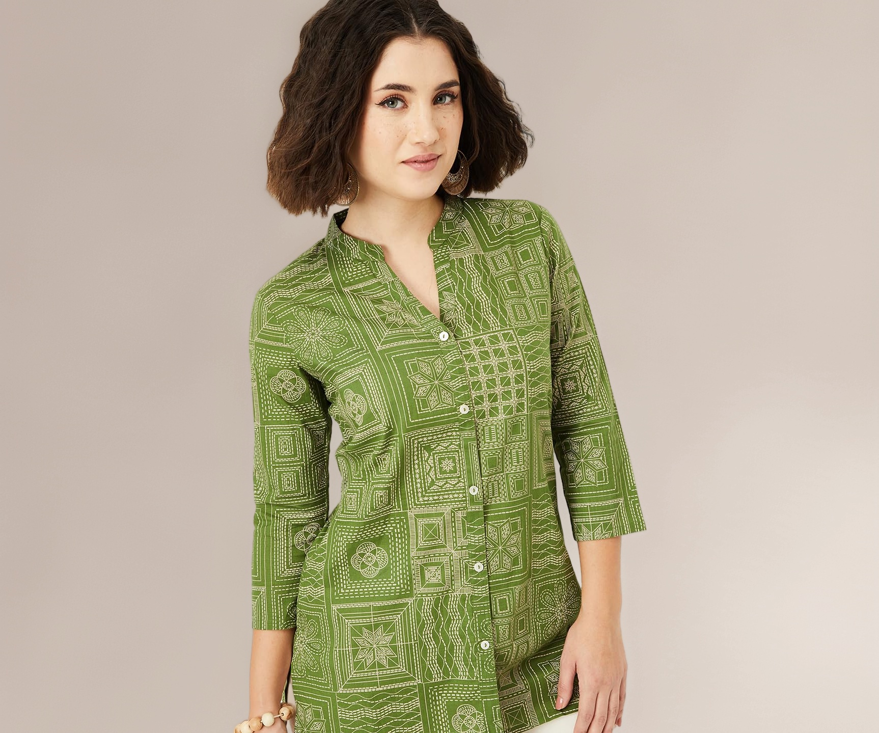Women's Cotton Blend Regular Fit Casual Kurta