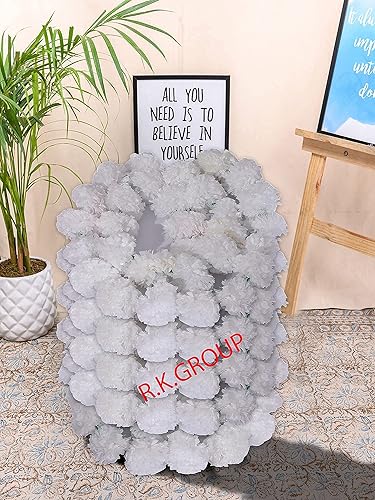 Miniatura 7 de Guirnalda de caléndula de flores al por mayor india de 4-5 pies  Decoración de manto de fiesta de boda indiaamericana, guirnaldas de imitación