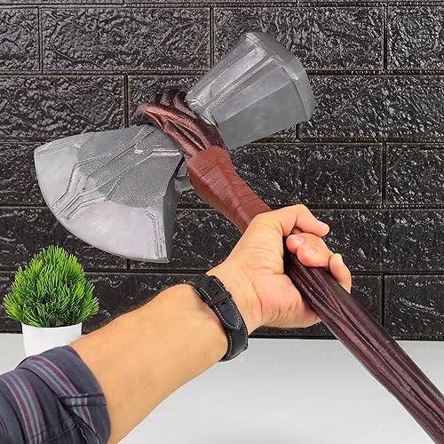 Vista 2 de Vengadores Thor Mjolnir Martillo Stormbreaker Axe Props Réplica Cosplay Acción Superhéroes Armas Disfraz Dressup Juego de simulación