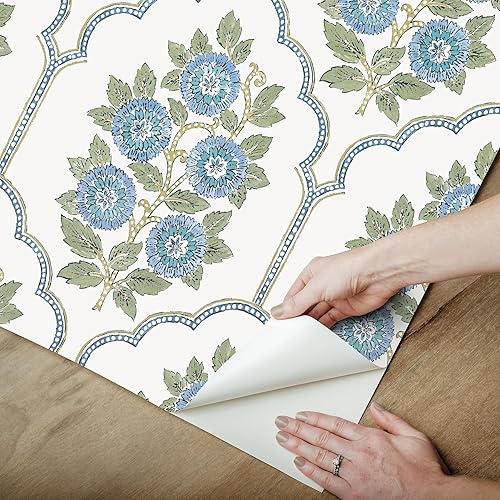 Miniatura 5 de NuWallpaper x Society Social Floral Bazaar - Papel tapiz para despegar y pegar, verde y azul, SSS6316