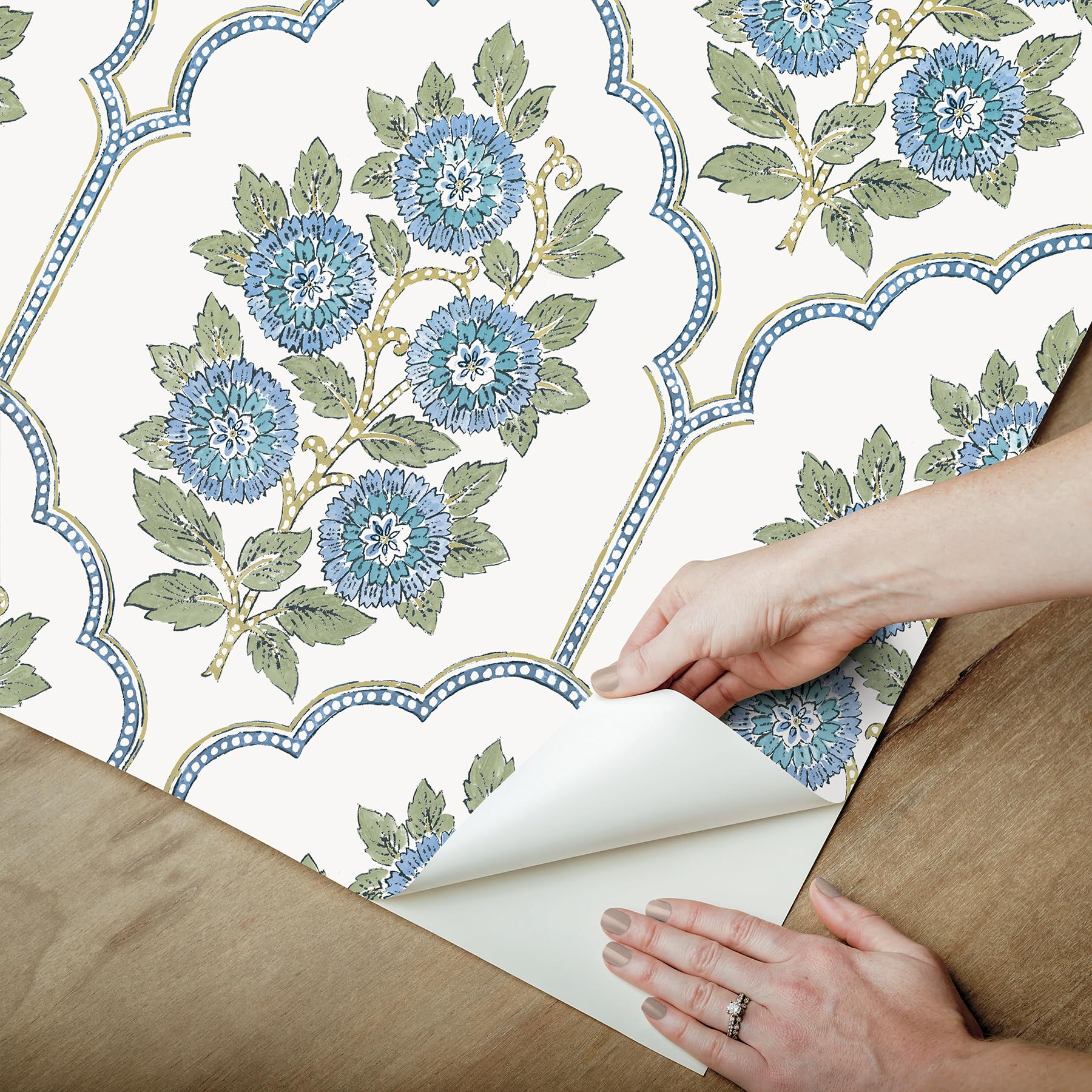 NuWallpaper x Society Social Floral Bazaar Green and Blue