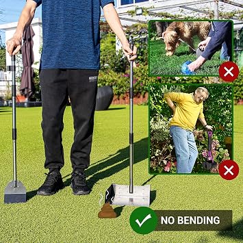 Petrip Large Pooper Scooper, Detachable Long Handle Poop Scooper for Large Medium Dog, Metal Dog Pooper Scooper with Rake Tray Spade, Easy Pick Up, Suitable for Lawn, Soil and Gravel