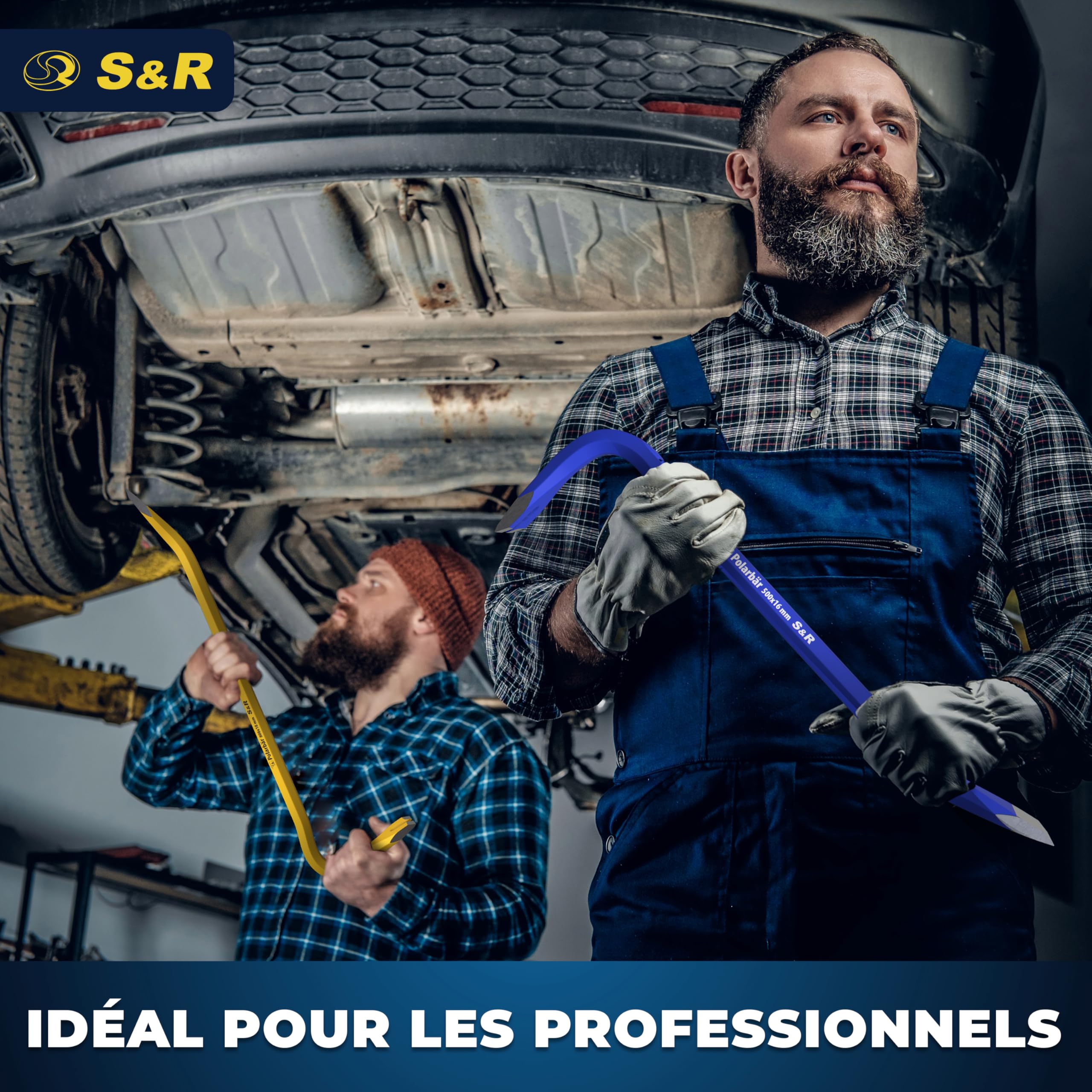 S&R 2 Pieds-de-Biche Professionnels 50 cm et 80 cm – Arrache-Clous Pied de Vache Pince à décoffrer Bois Clous Palettes et Matériaux de Construction