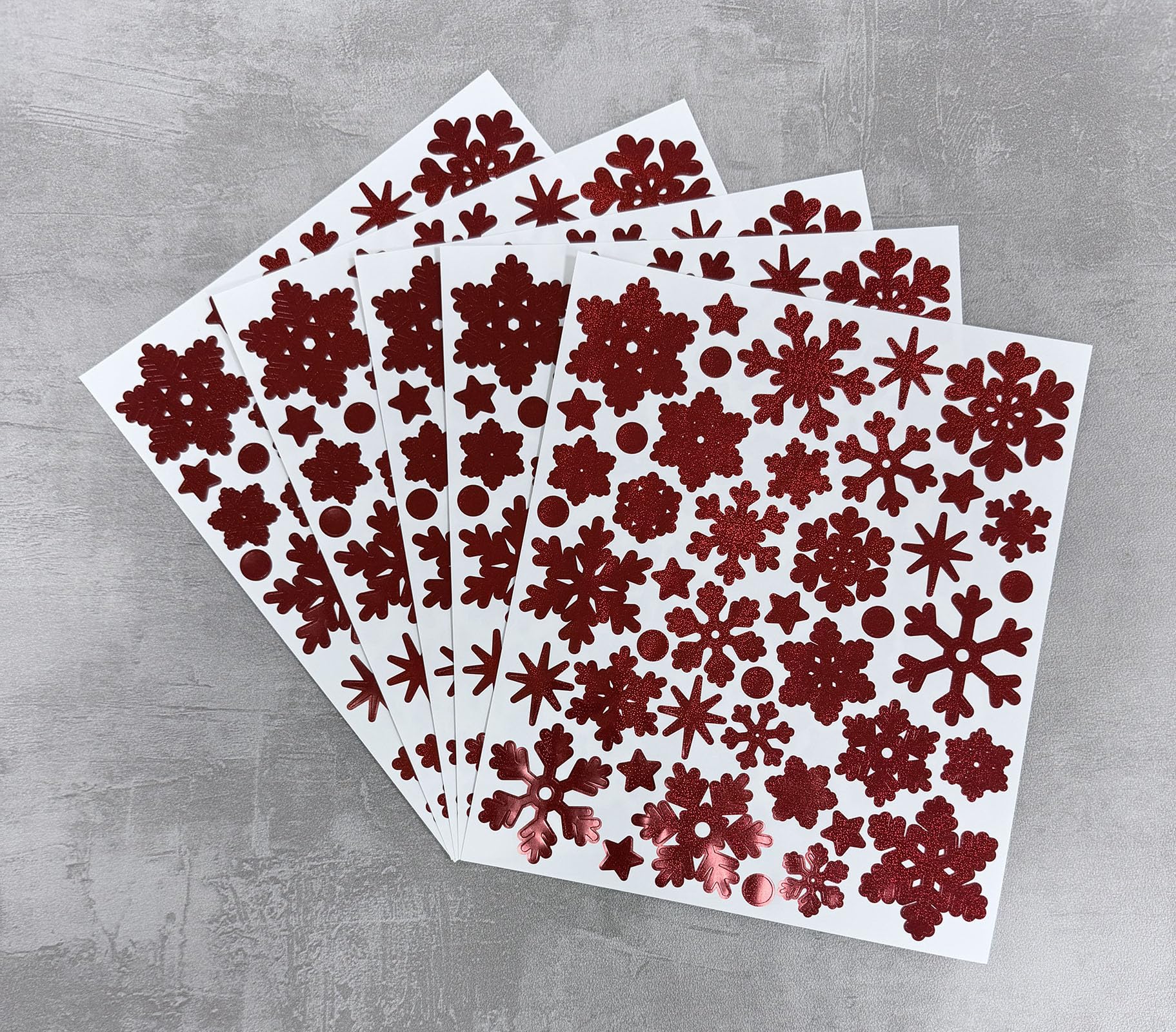 5 Sheets Winter Glitter Stickers 8.7 x 7.4 Inch Silver Multi Size Snowflake Decals Self Adhesive Stickers for Christmas Home Glass Windows Party