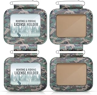 2 Pcs Hunting License Holder Double Camo Waterproof License Tag Holder with Pin and Clear Window Fishing Card Protector for Hunting Fishing Archery Tags Permits
