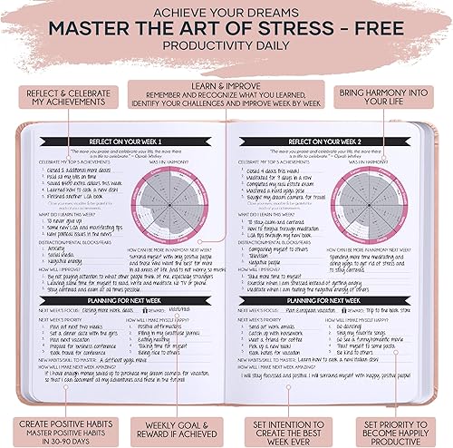 Miniatura 4 de Self Care Journal & ADHD Planner for Adults - 5 Minute Journal, A 90 Days Planner, Creating Your Dream Life, Increase Productivity & Happiness, Rose