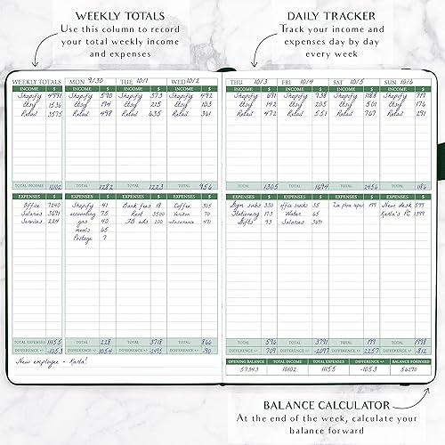 Miniatura 9 de Legend Planner Rastreador de ingresos y gastos  Libro de registro de contabilidad para pequeñas empresas  Libro contable con bolsillo para recibos