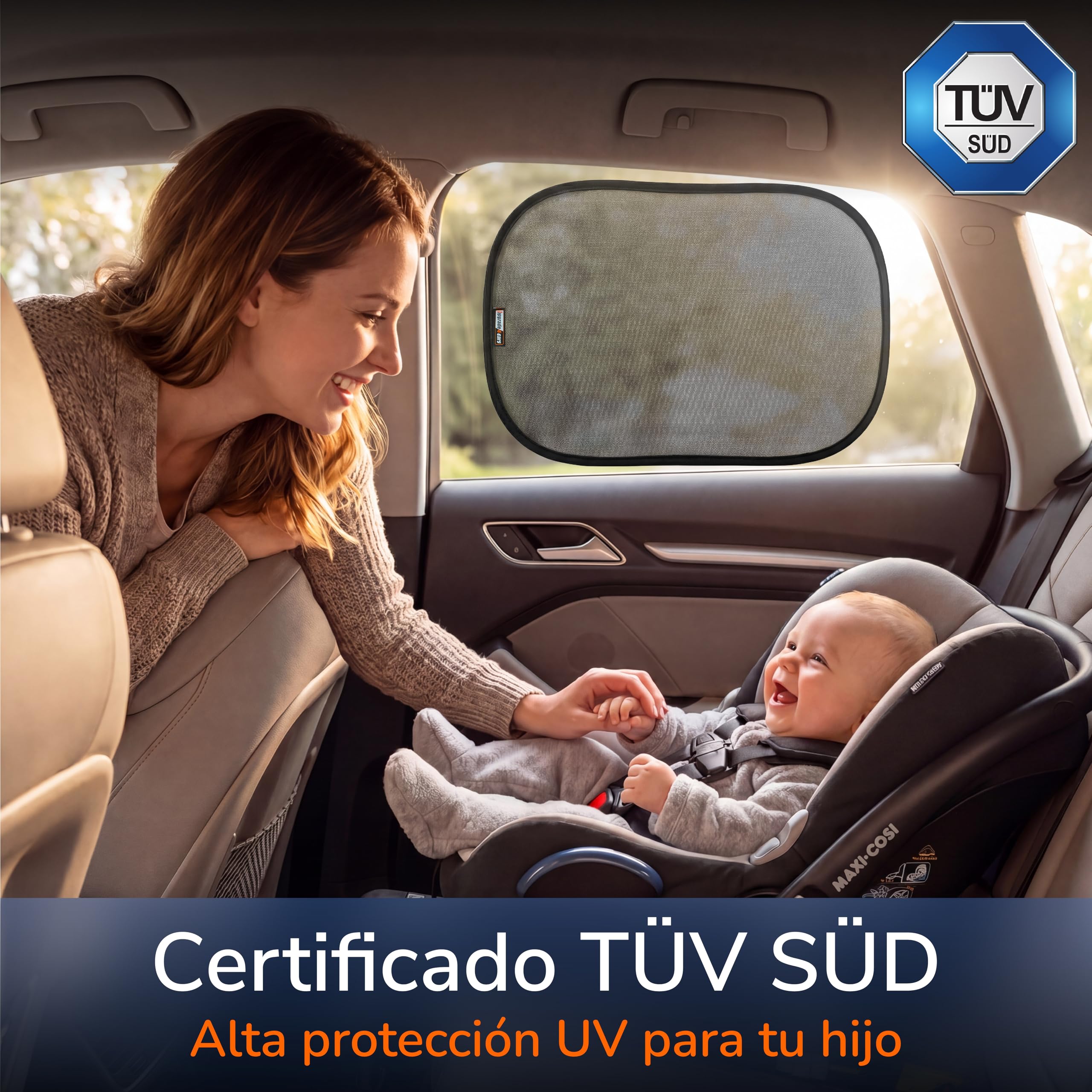 Upgrade4cars 2 x Parasol Coche Bebe con Protección UV | Protector Solar Autoadhesivo para Ventana Lateral Trasero | Interior Ventanas Laterales Niños
