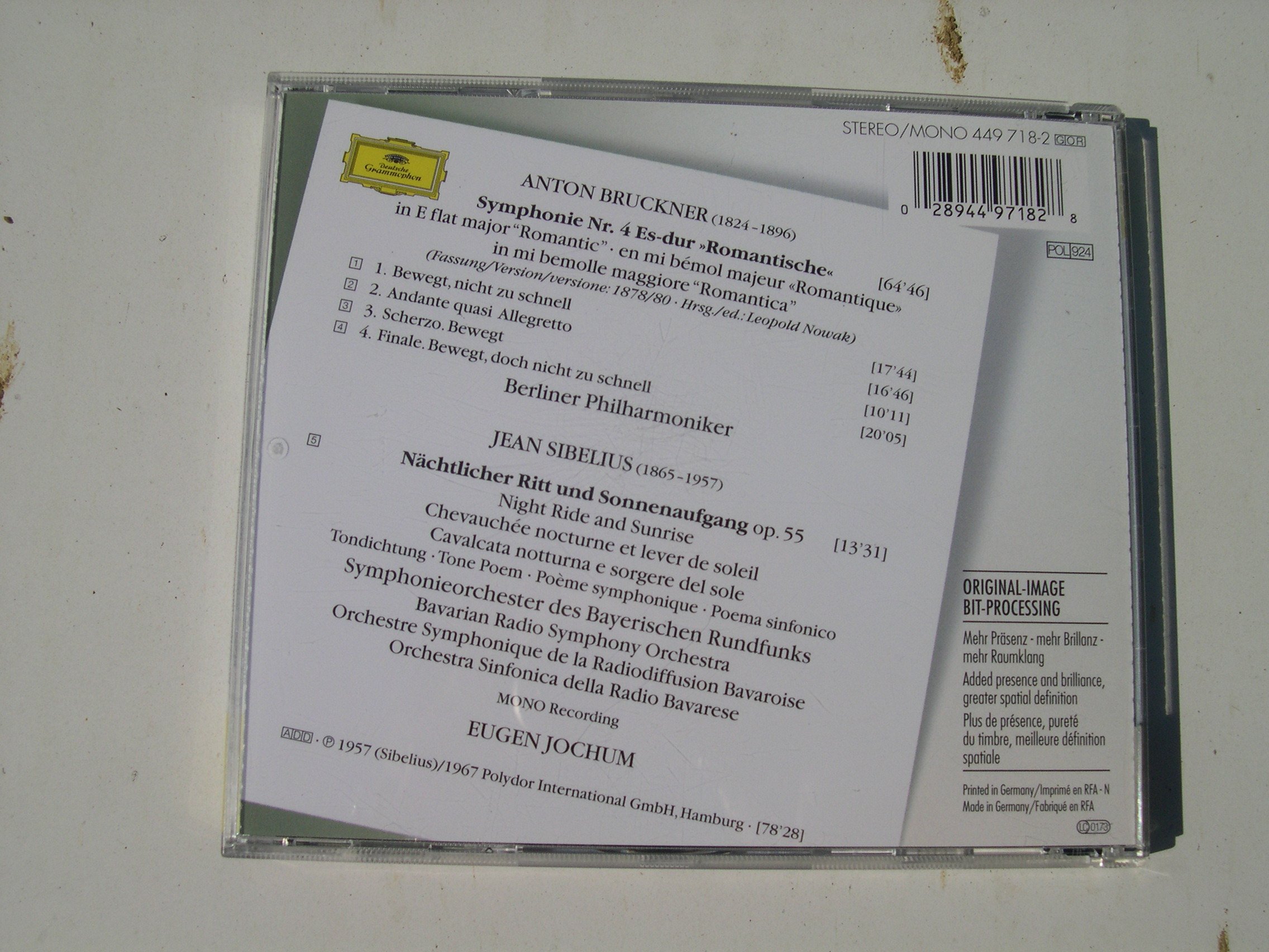 Bruckner: Symphony No.4 Romantic / Sibelius: Night Ride And Sunrise [Audio CD] Bruckner, Anton; Anton Bruckner and Eugen Jochum