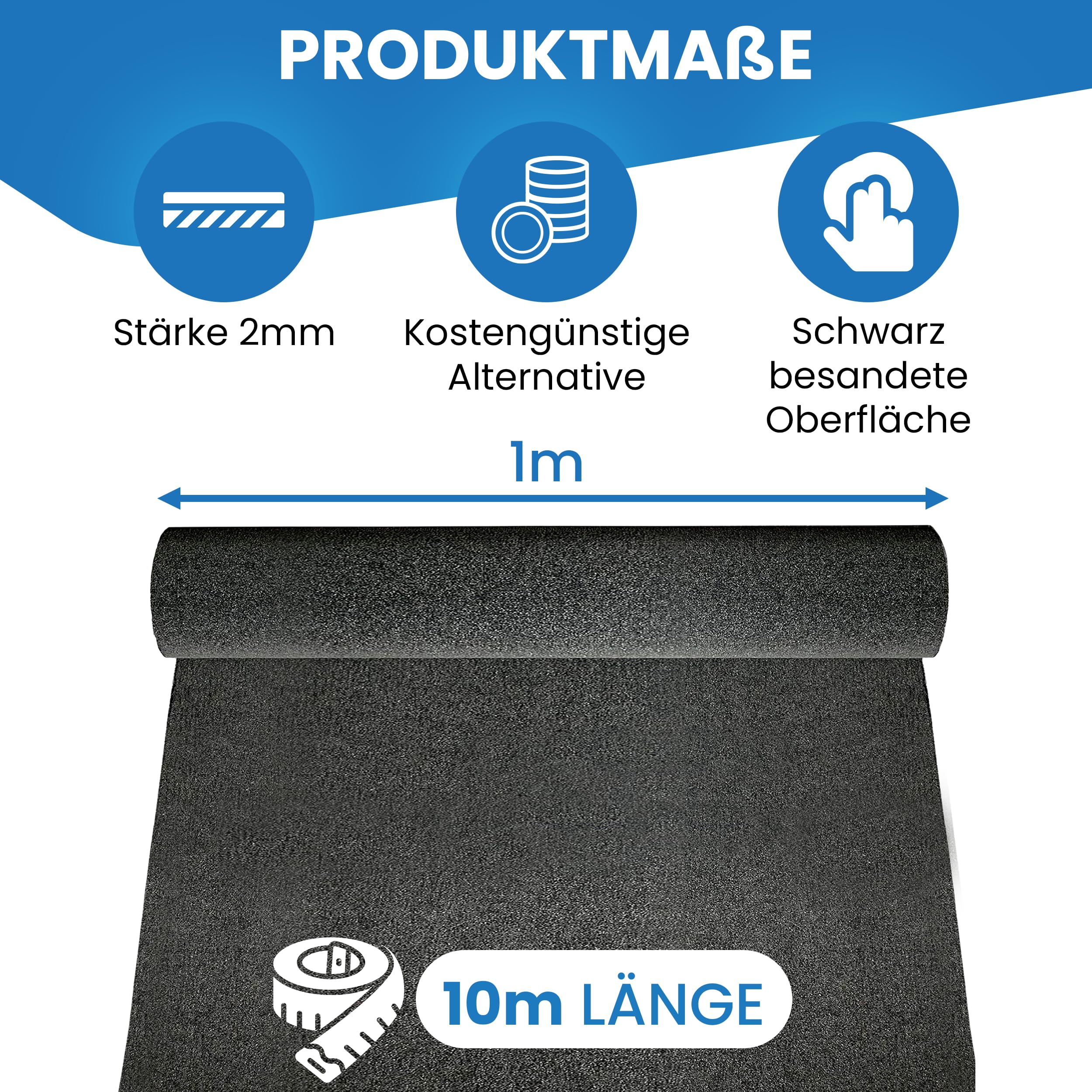 Rouleau carton bitumé noir sablé 10 m² 10 x 1m