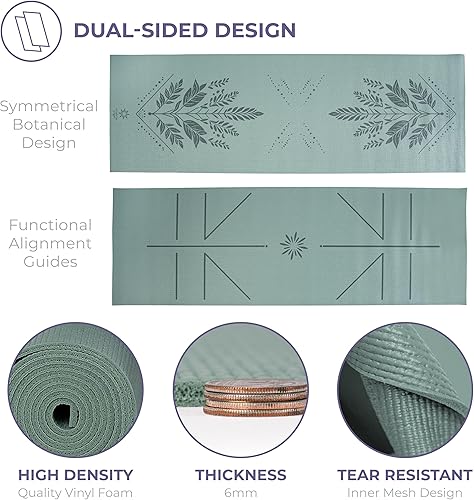 Miniatura 6 de Ascend - Tapete de yoga prémium de 0.236 in de grosor, 72 x 24 pulgadas, estampado sólido o reversible, antideslizante, resistente a desgarros,