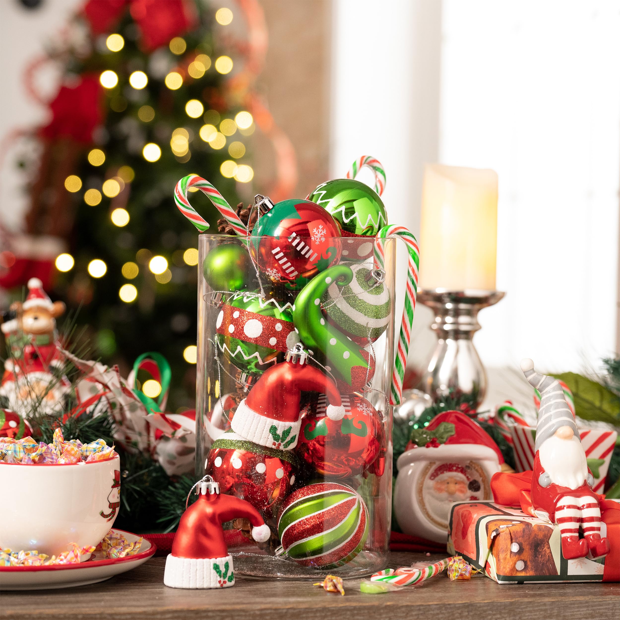 Valery Madelyn Lot de 70 décorations de Noël incassables à Suspendre pour Sapin de Noël (Rouge, Vert, Blanc)