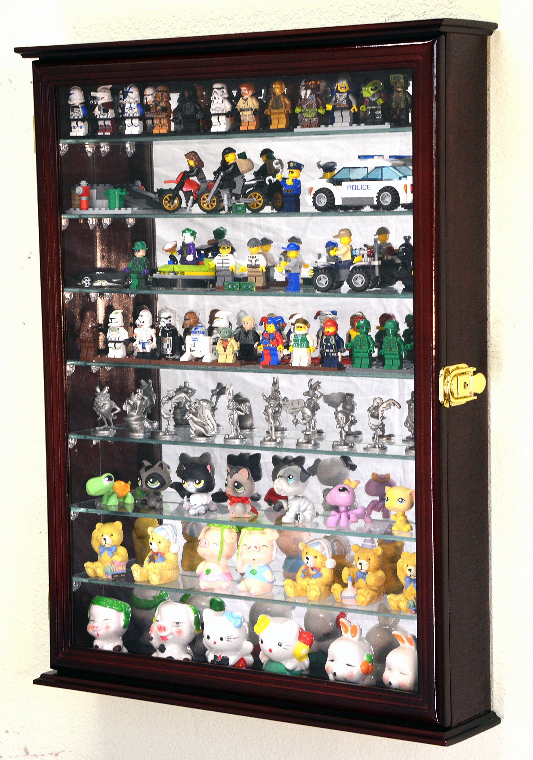 sfDisplay.com,LLC. Large Figure Men Minifigures/Minature Figurines Display Case Cabinet w/Adjustable Shelves (Cherry Finish)