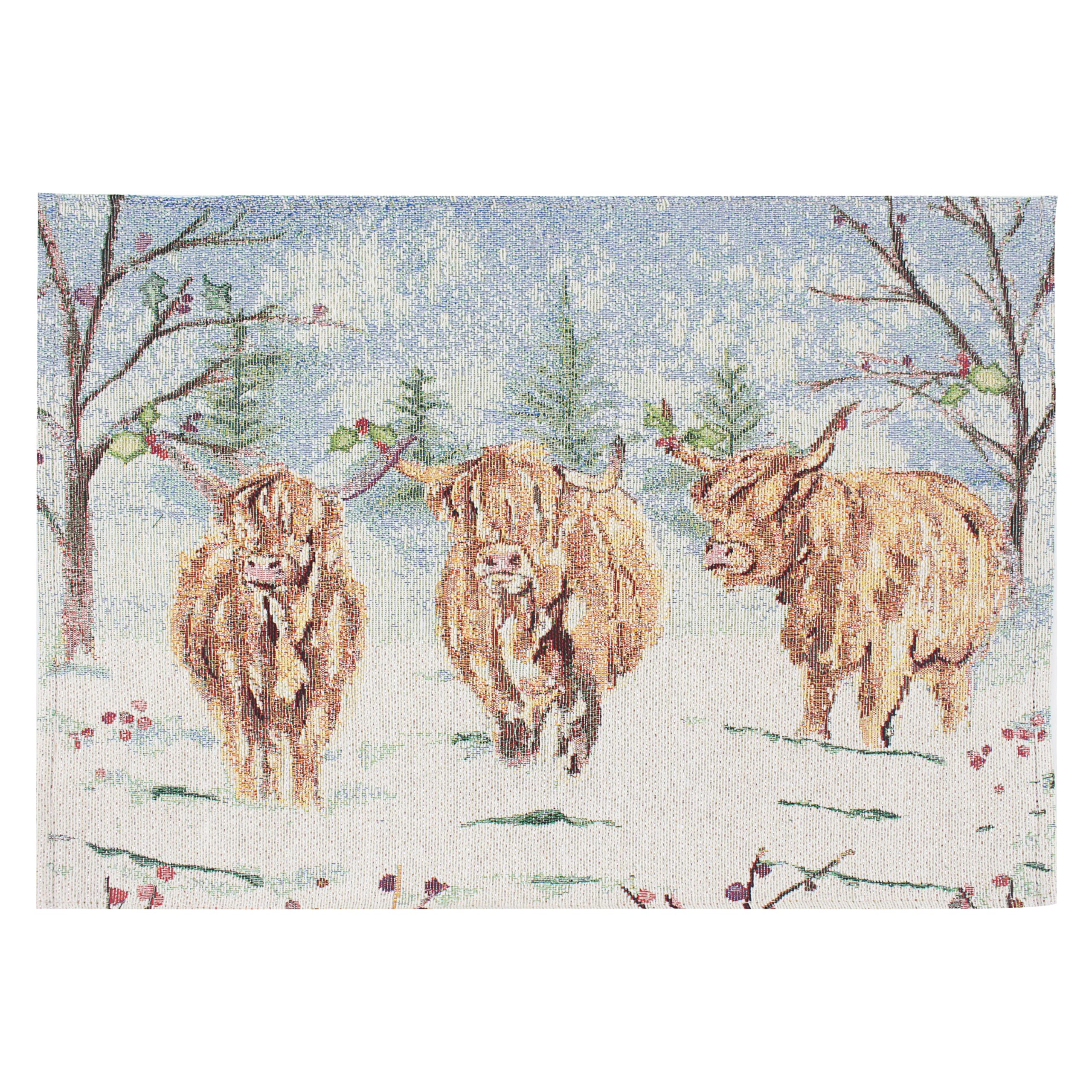 The Leonardo Collection Christmas Highland Cow Placemat Jennifer Rose Gallery | Stylish Table Mats For Kitchen & Dining | Washable Placemats For Dinner Plates | Non Slip Table Decorations For Home & X