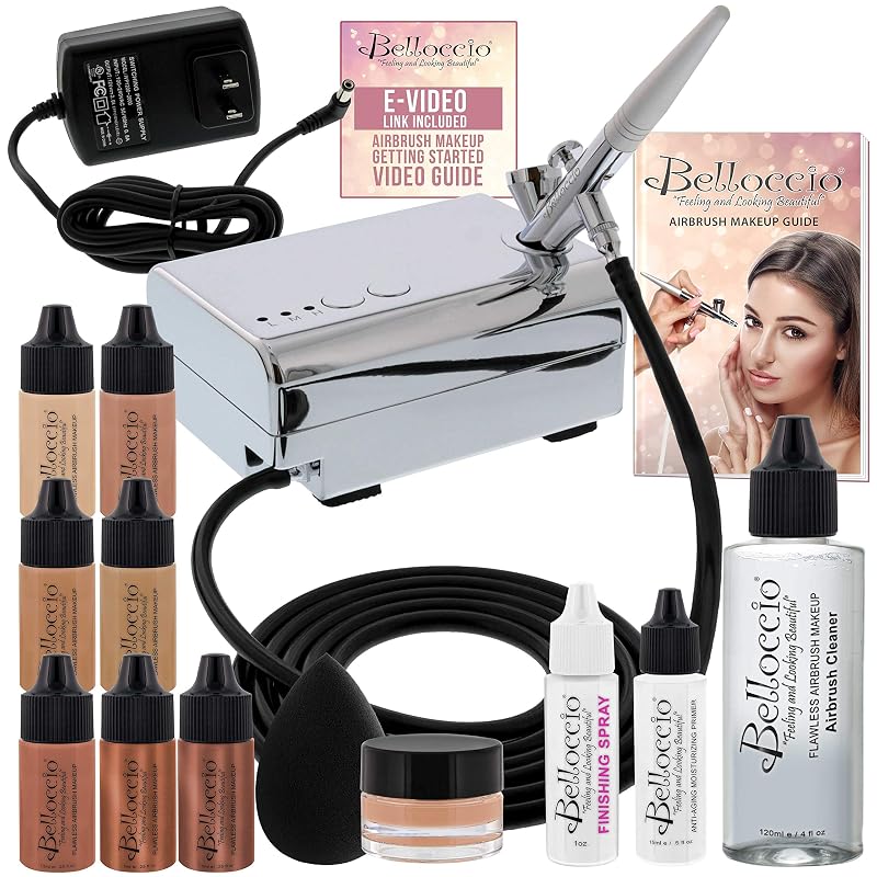 Belloccio KIT-MED4 Sistema de maquiagem com aerógrafo e compressor, tons médios
