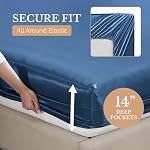 Casa Platino Feuilles satinées - Ensemble complet de feuilles, 4 Pcs Feuilles de lit complètes, similaire aux feuilles de soie, Feuilles pleines pour les cheveux et la peau, Cadeaux pour les femmes (bleu foncé, plein)