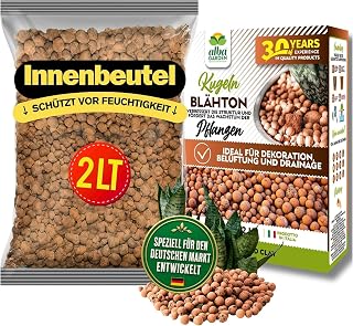 Albagarden - Blähton für Topfpflanzen und Garten - 2 Liter - Tonkugeln für Pflanzendrainage - Inertes Produkt für Hydrokultur und Hydroponik - Kugeln 8-16 mm