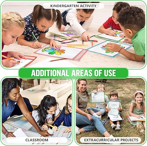 Miniatura 6 de 5 bolsillos de borrado en seco de 10 x 13 pulgadas, bolsas protectoras de hojas transparentes, bolsillos transparentes de borrado en seco, fundas