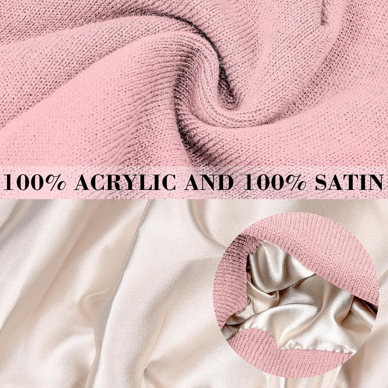 FEQO 4 Pack Satin Lined Beanie Hats Soft Silk Lined Beanies Knit Warm Cuffed Hats for Women Men - Image 4