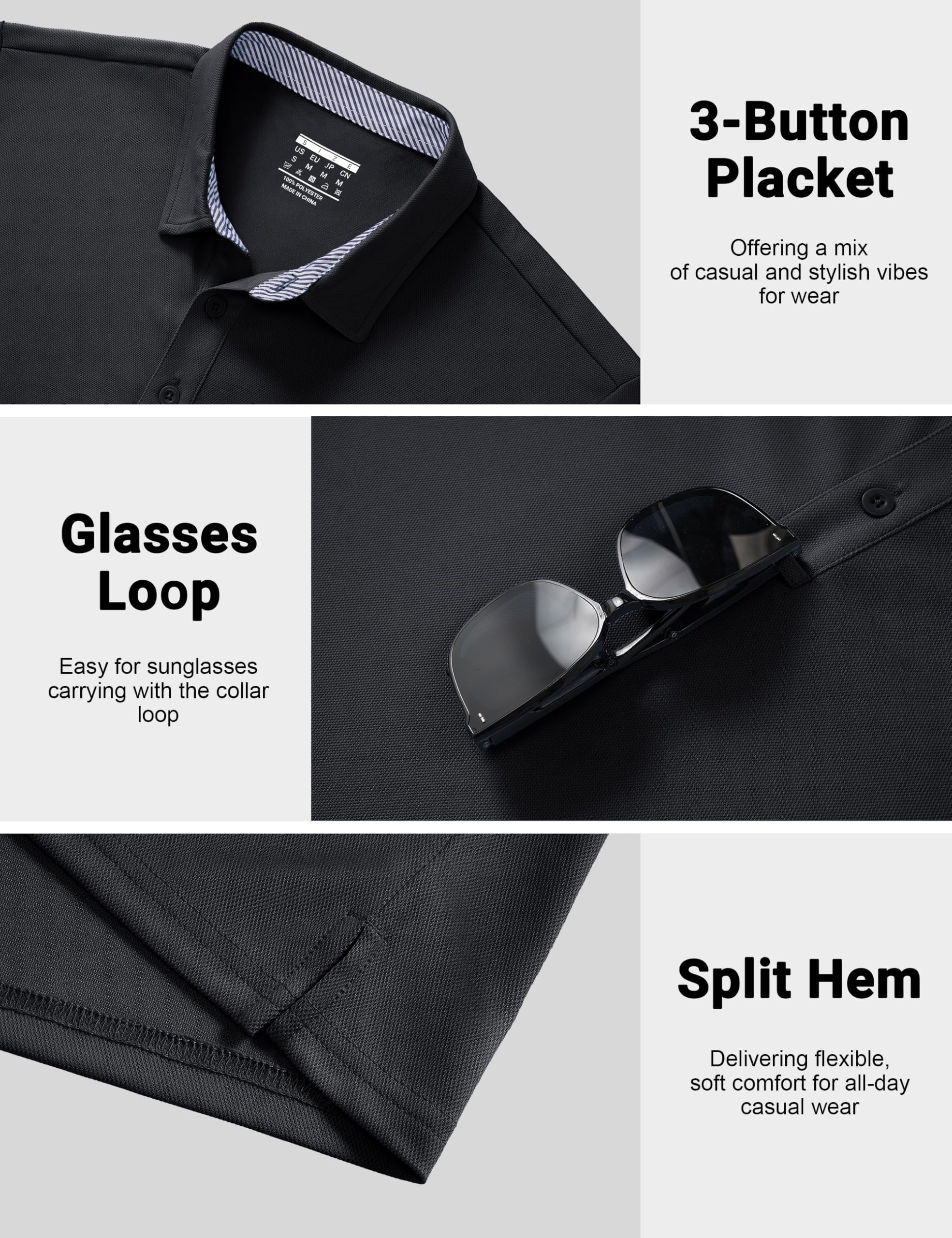 MAGCOMSEN Poloshirt Herren Kurzarm Shirt Sommer Golf Polo Atmungsaktiv Funktionsshirt Schnelltrocknend Polohemd Outdoor