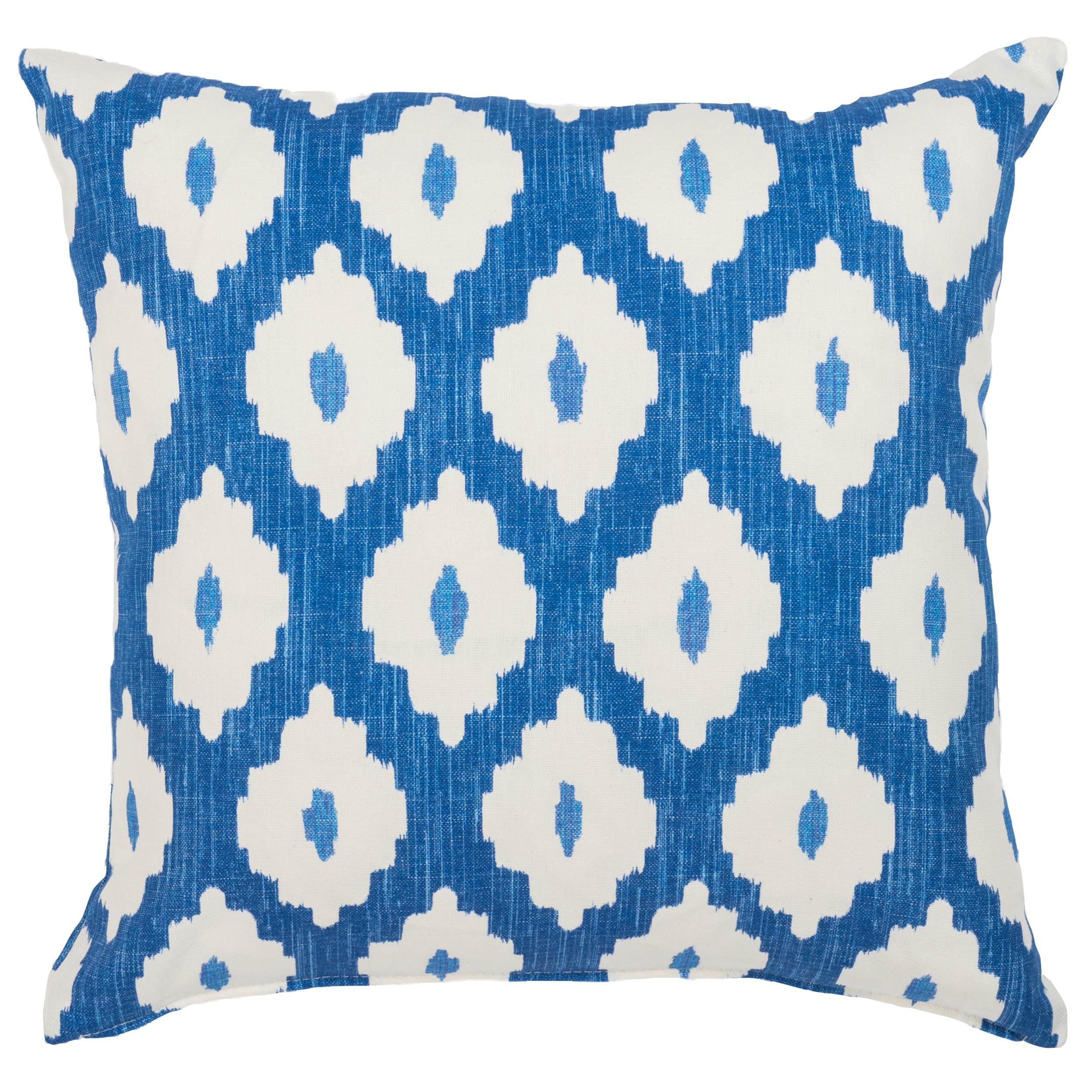 Linen Loft Sorrento Ikat Cushion Cover. Modern Marine Blue and White Geometric Ikat Diamond Design, 17x17 Square Cover Only.