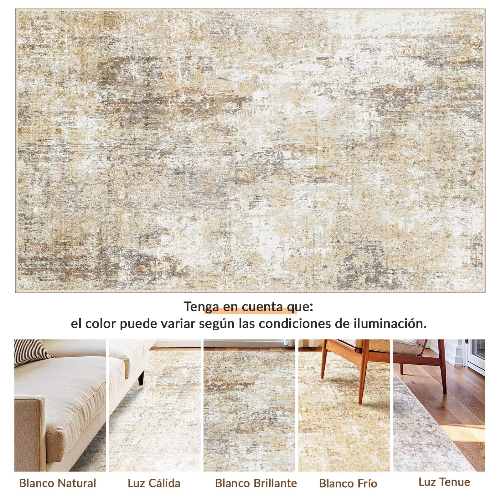 INOVADAY Alfombras Lavable en Máquina 90x150 cm Abstracto Moderno Antideslizante Apta para aspiradora Bajo Pelo Alfombra Estampado Tapete para Salón de Estar, Dormitorio Marrón/Gris