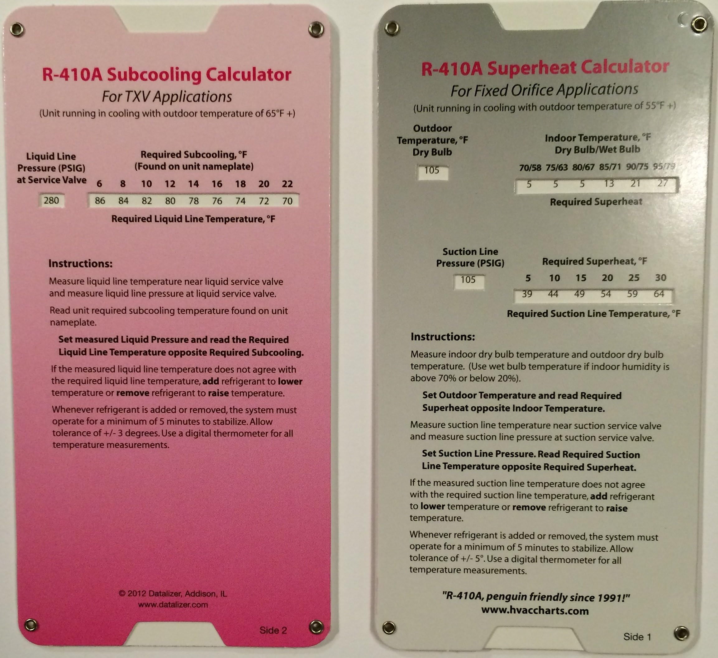 R410a Superheat Subcooling Calculator Charging Chart