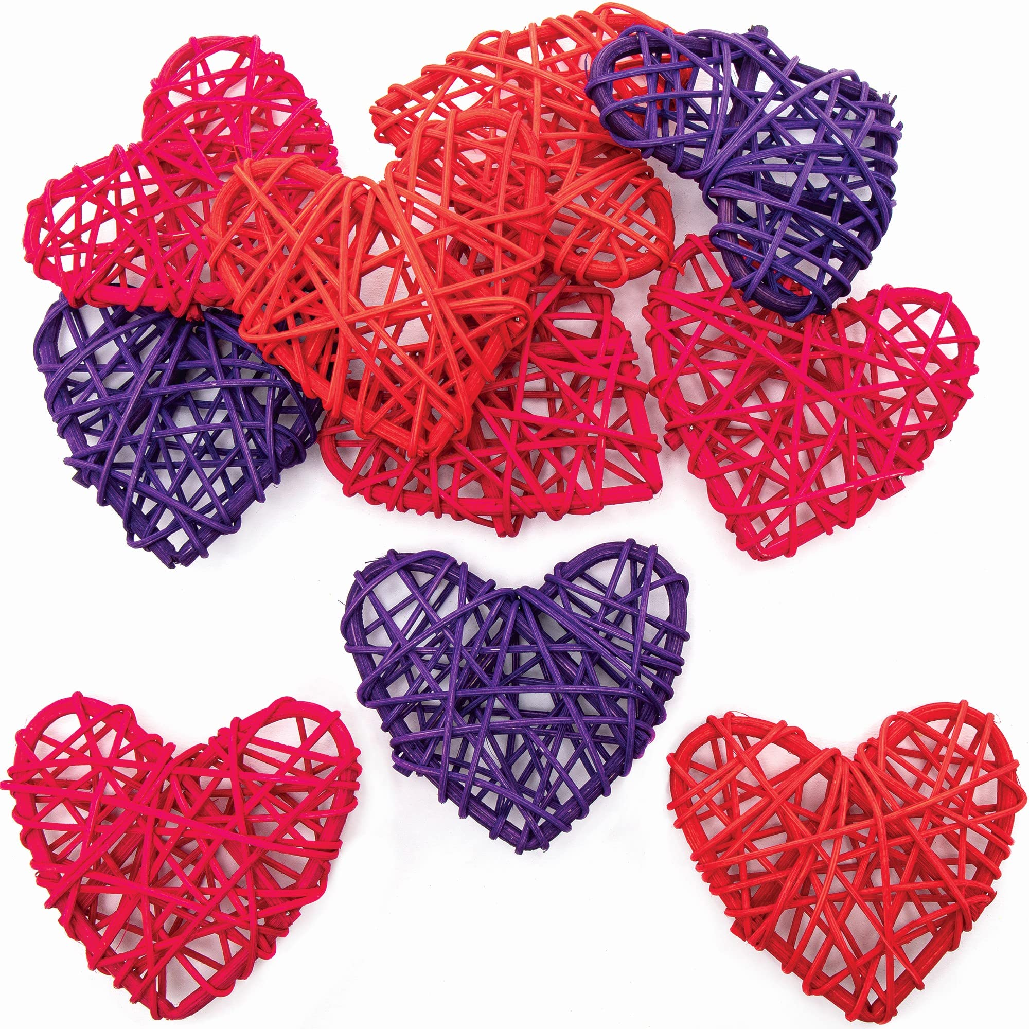 Baker Ross Valentines Rattan Hearts - Pack of 10, Natural Art and Craft Supplies for Kids (FC312)
