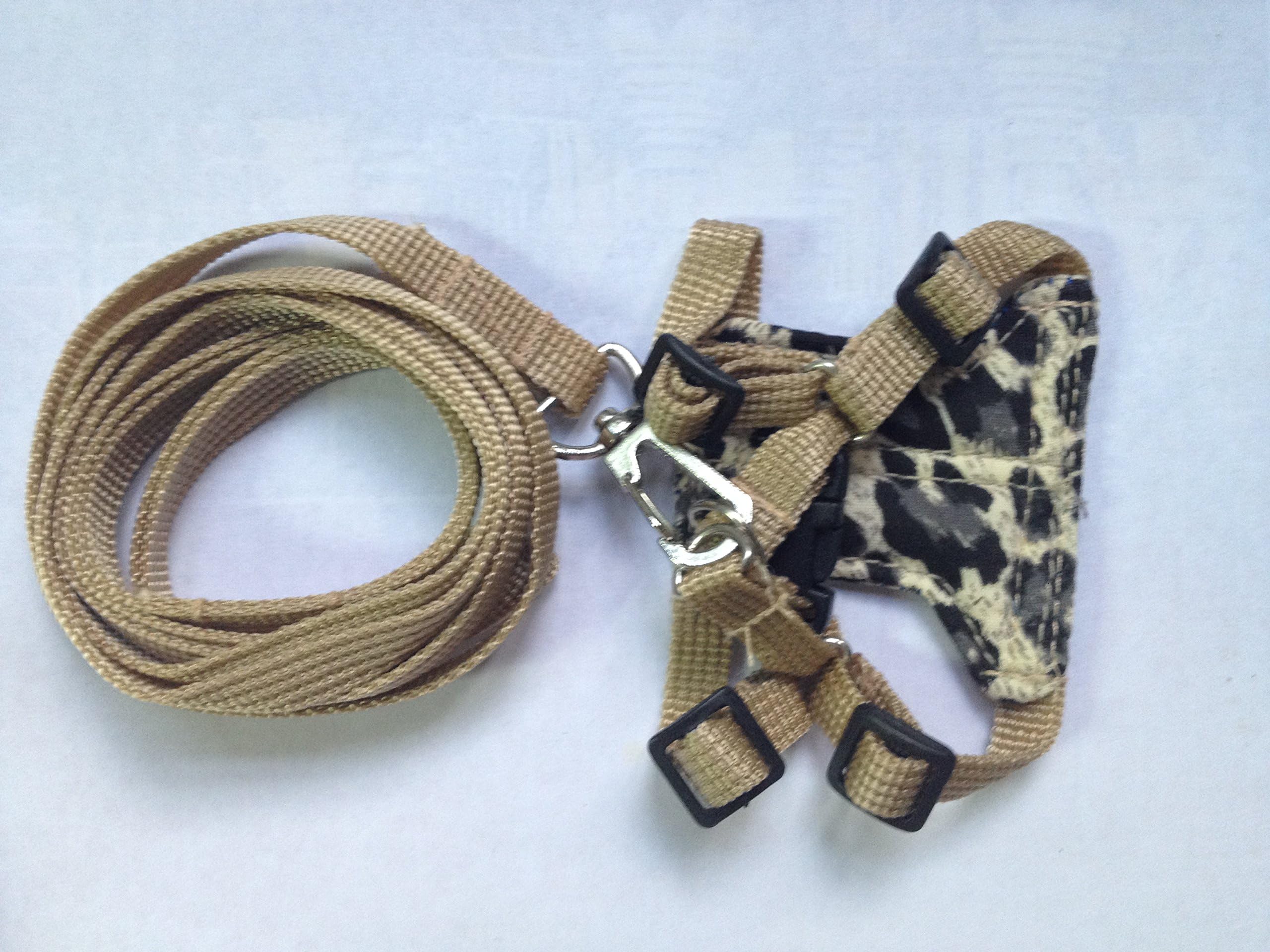 Soft Harness and Leash Lead Set for Small Pet Ferrent Guinea Pig Rat (beige)