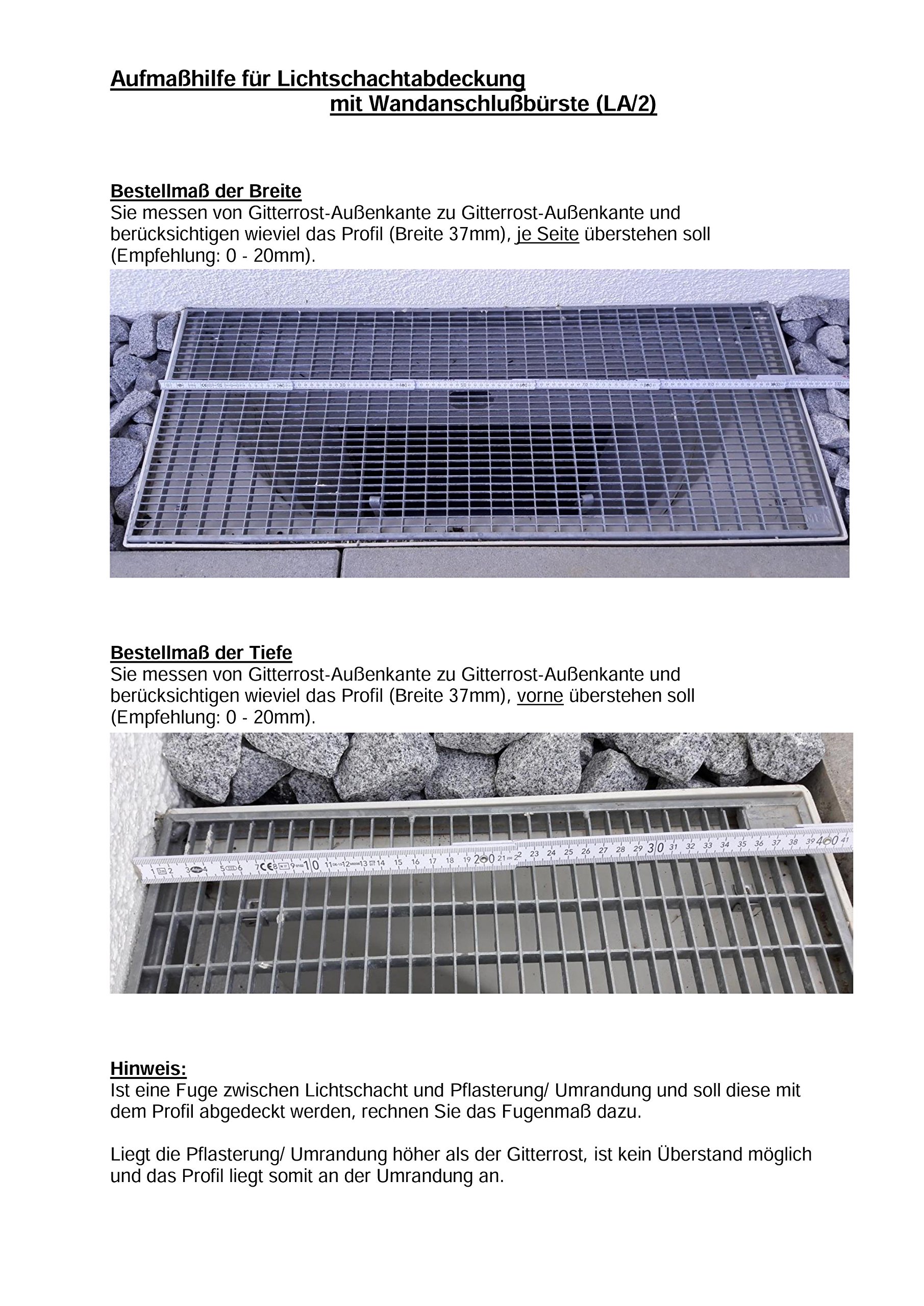 Lichtschachtabdeckung/Kellerschachtabdeckung mit Bürstendichtungen – Auf Maß gefertigt – Einfache Montage – LA/2 (Bis 120cm X 50cm, Silbergrau pulverbeschichtet)