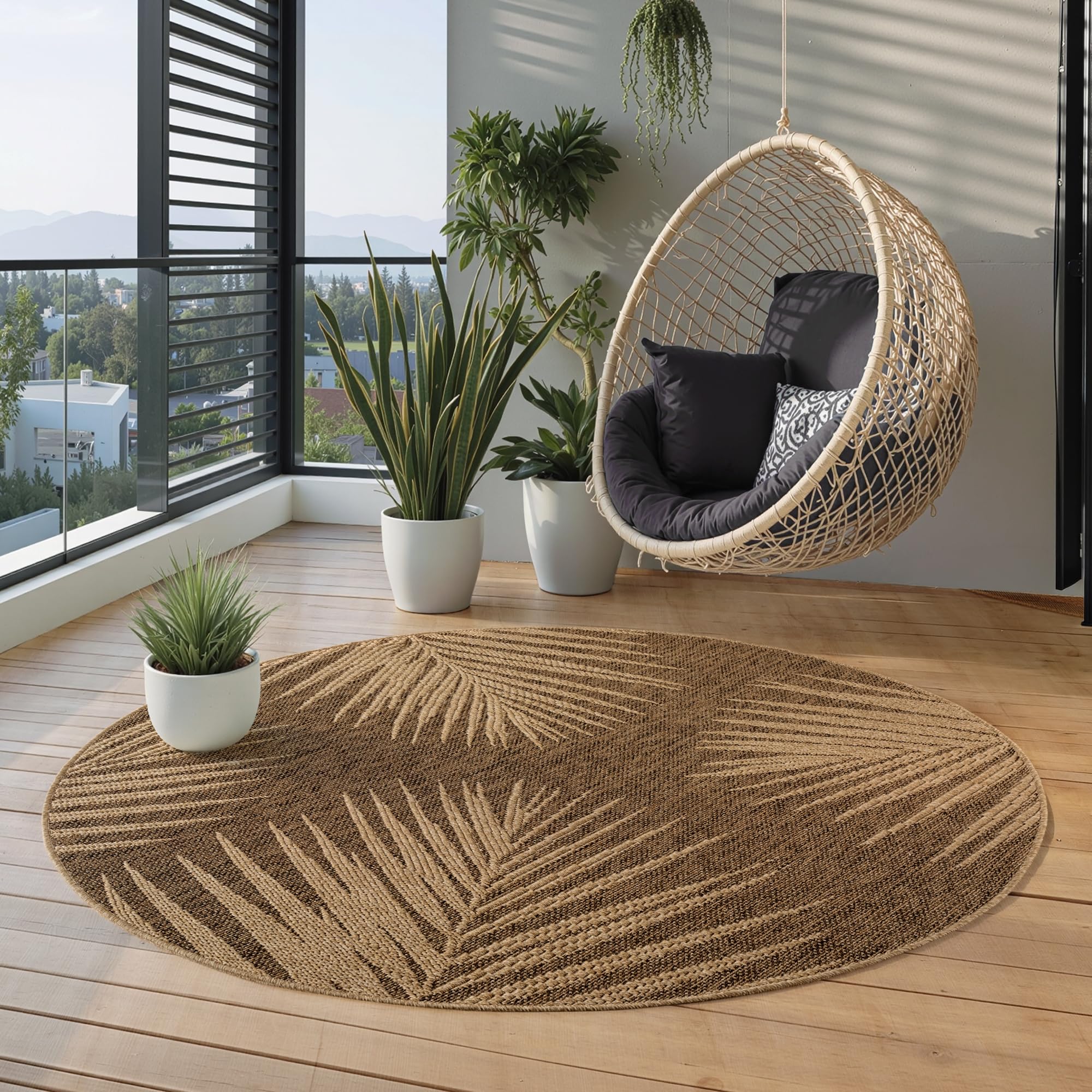 Carpettex Indoor Outdoor Teppich wetterfest, robust, pflegeleicht im natürlichen Jute-Look, ideal für Wohnzimmer, Küche, Terrasse, Garten und Balkon