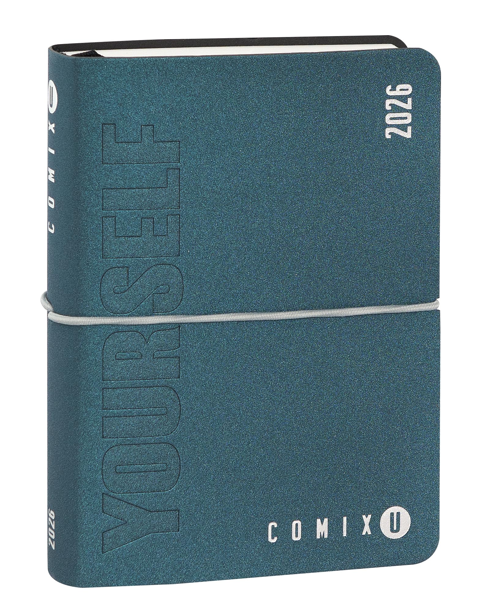 COMIX U YOURSELF 2025-2026 Mini Daily Diary, 16 Months, with Soft Cover Heating, Elastic and 448 Pages, Ideal for School and University, 4.3 x 6 inches, Blue