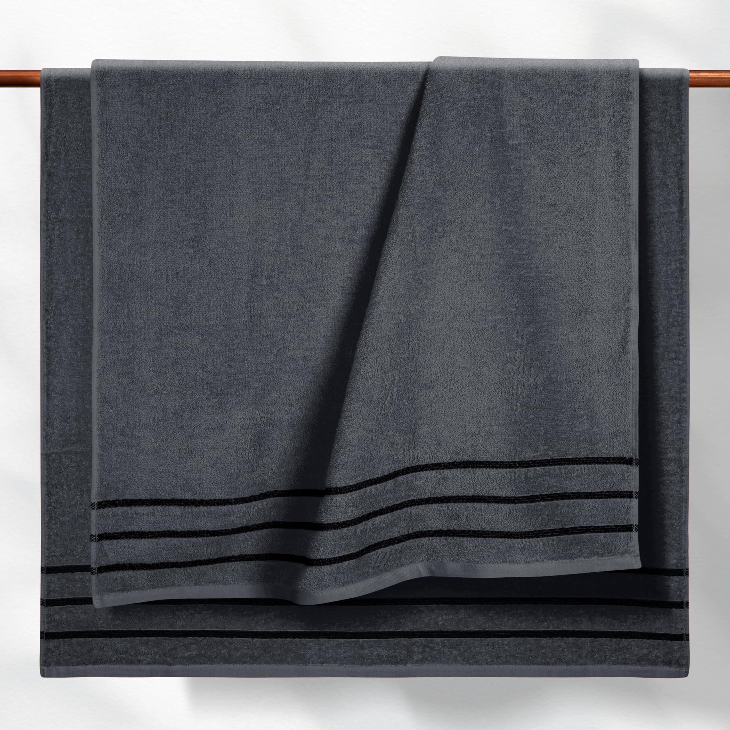 MyOwn Juego de 4 toallas de baño ultrasuaves de gran tamaño de 27 x 54 pulgadas, toallas de baño 100% algodón, altamente absorbentes, compactas, de secado rápido y ligeras, ideales para gimnasio,