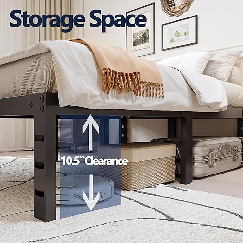 Miniatura 5 de Vengarus Base de cama individual XL de 18 pulgadas de alto, base de cama de plataforma con listones de acero, no necesita somier, fácil montaje,