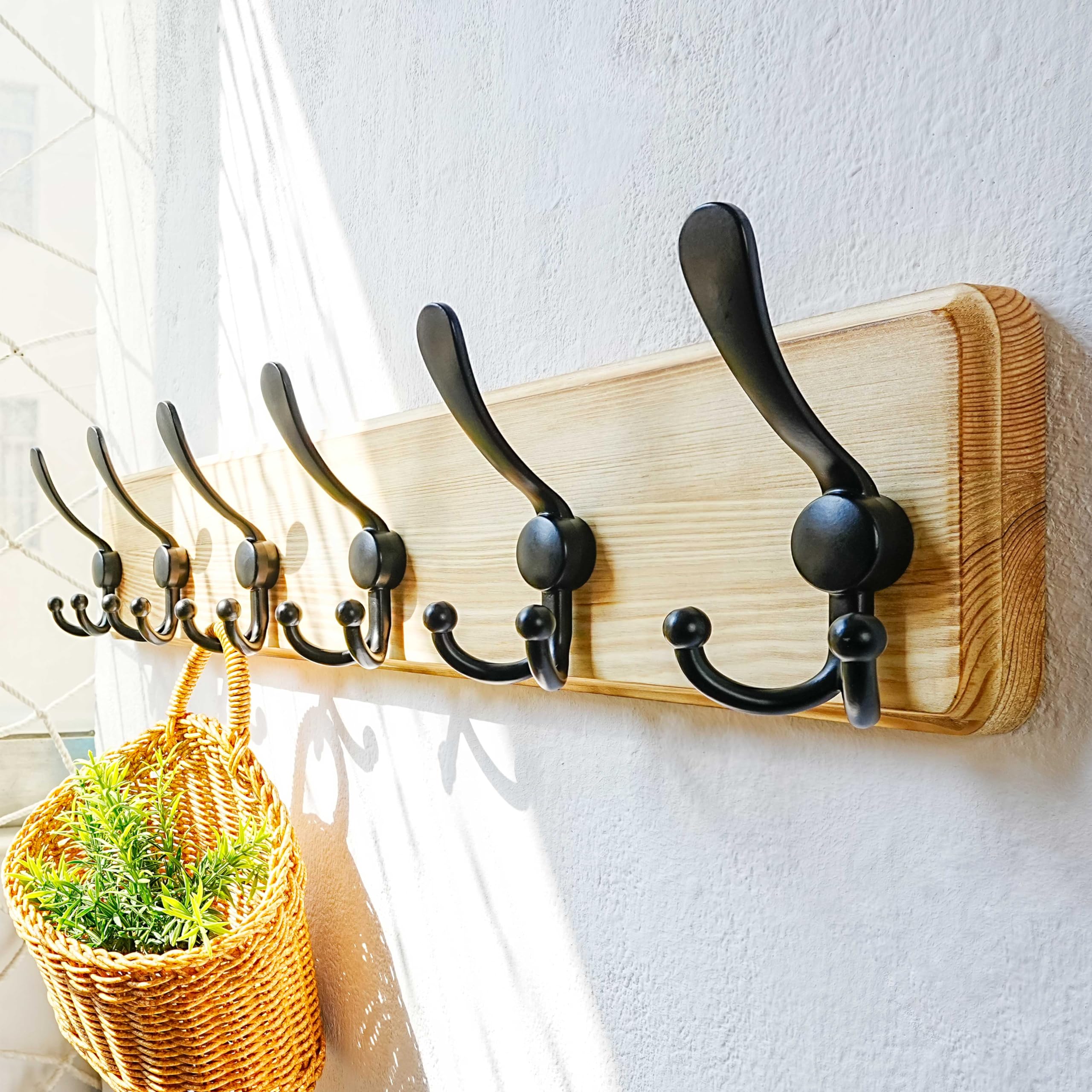Dseap Coat Rack Wall Mount, 61cm Long, Patented, Heavy-Duty, 6-tri-Hooks - Image 2