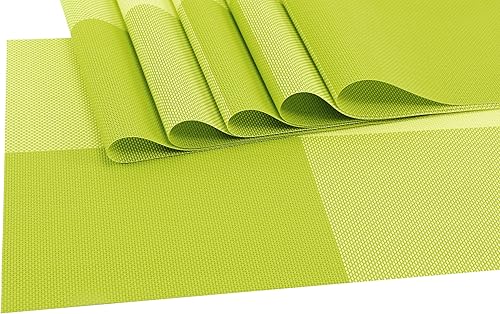 Miniatura 4 de GEFEII Manteles individuales de vinilo tejido de PVC de lujo, antideslizantes, resistentes al calor, color verde, para cocina, comedor, fiesta,