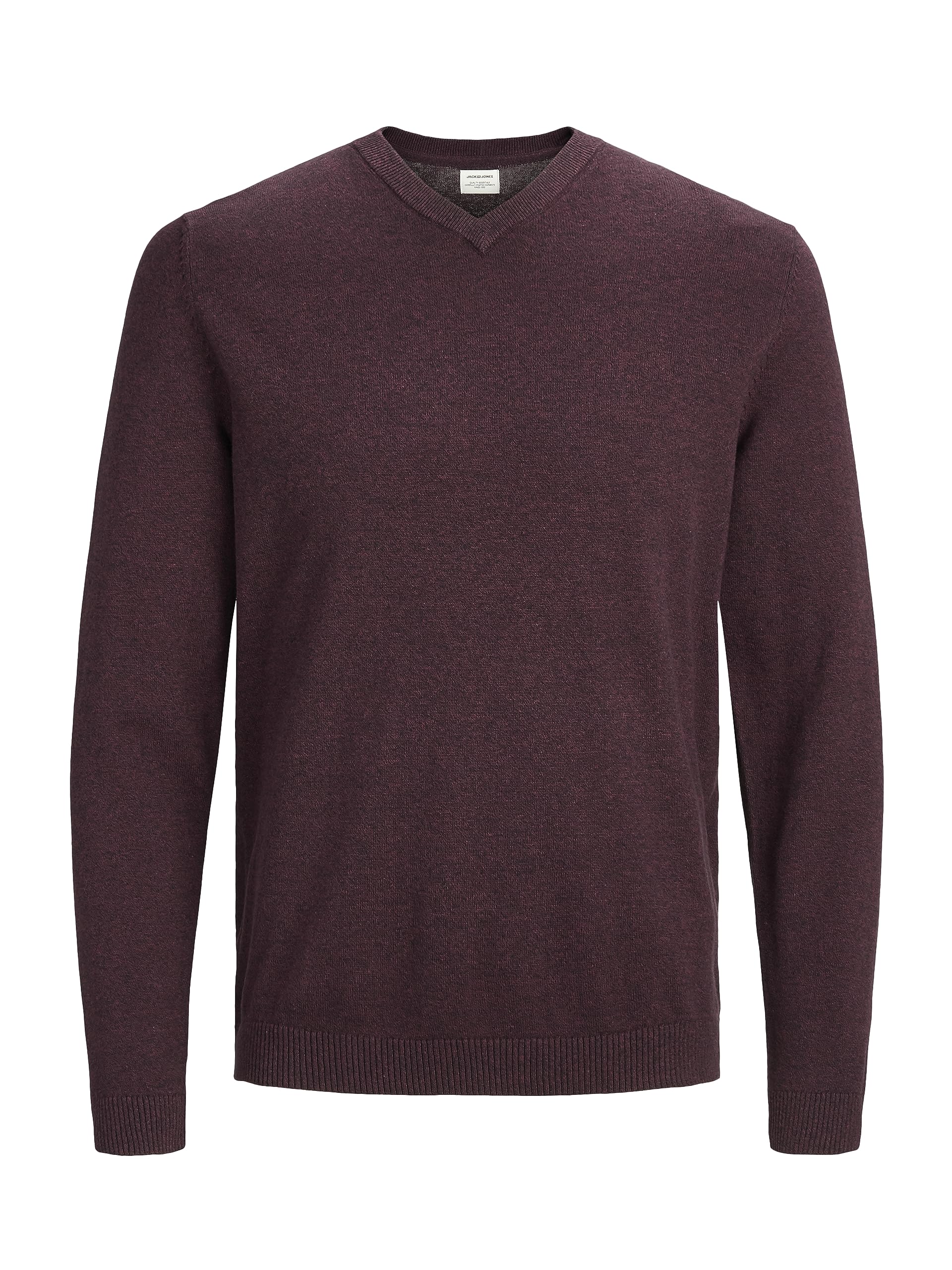 JACK & JONES Men's knitted V-neck jumper, Red (Port Royale), XXXL
