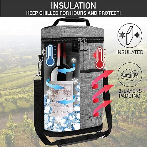 Miniatura 48 de Bolsa para transportar botellas de vino de 2 y 3 botellas. negro