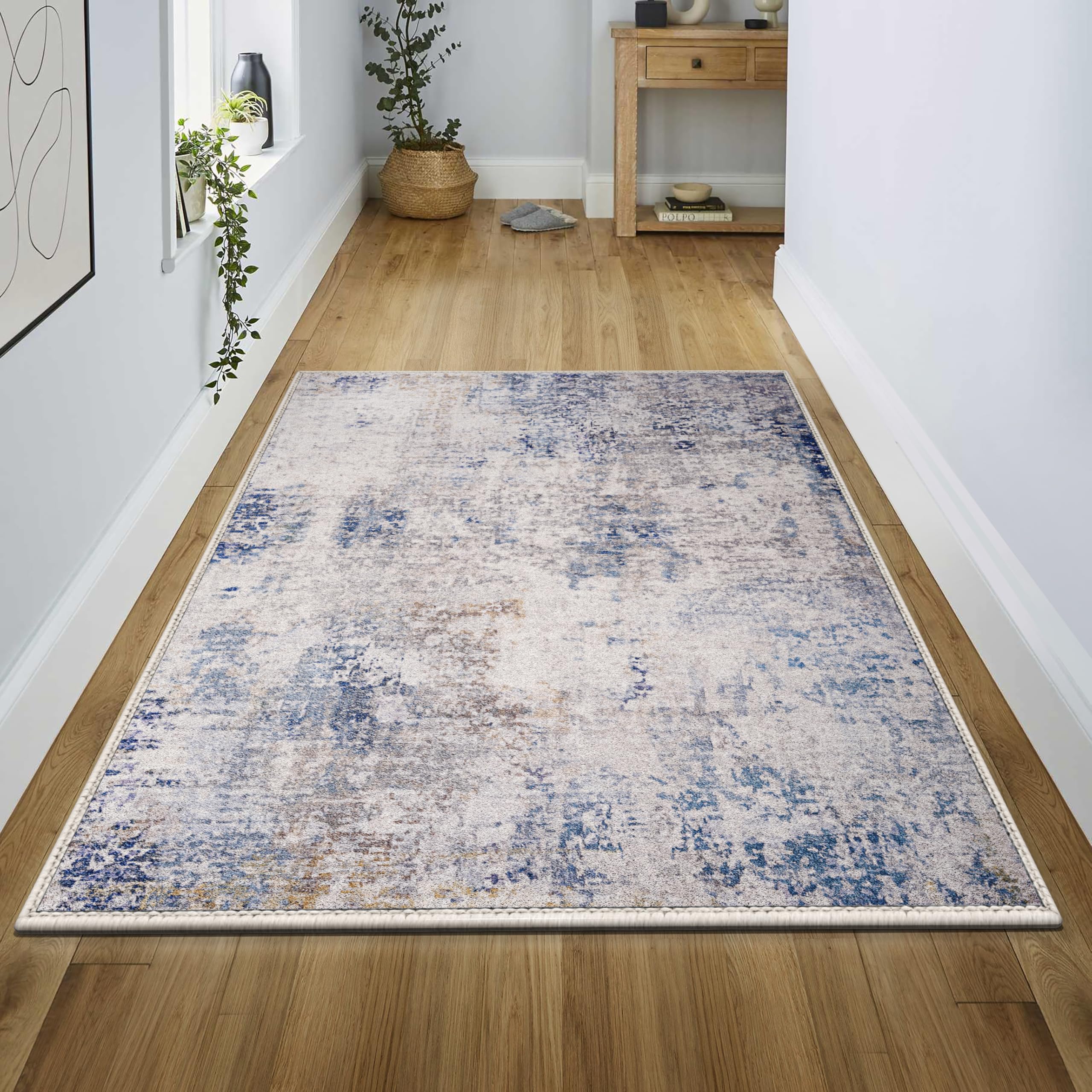 sorbus 3x5 area rug for entryway, machine washable, non-slip, vintage rug - low pile non-shedding indoor rugs for living room, kitchen, bedroom - soft indoor carpet throw rugs with rubber backing
